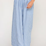 Gingham Linen Wide Leg Pant