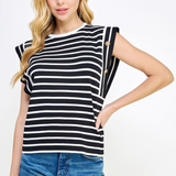 Striped Sleeveless Top - Black/White, Women's Top Collection