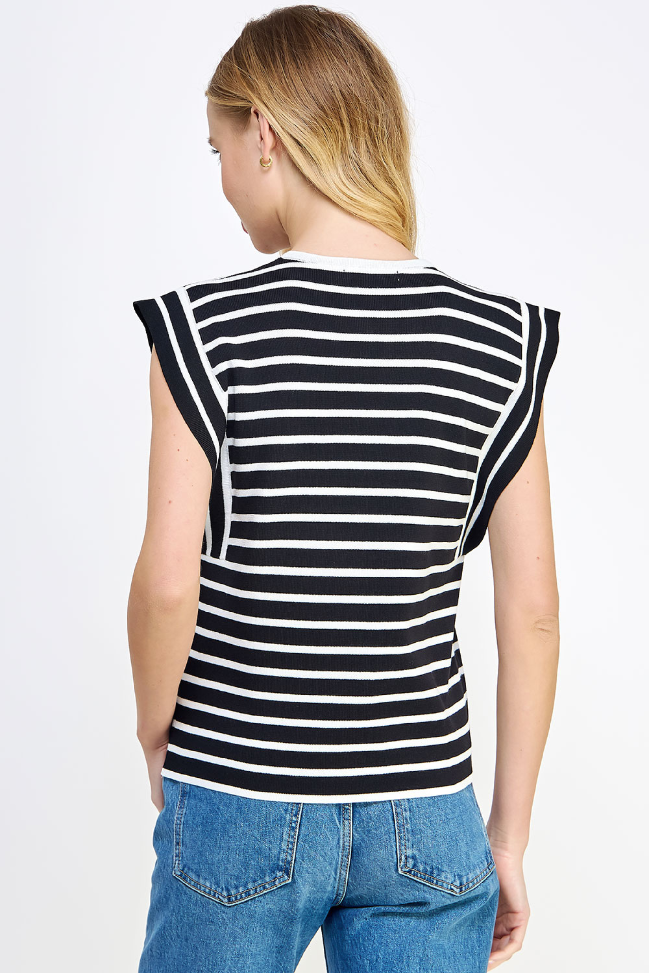 Striped Sleeveless Top - Black/White, Women's Top Collection