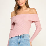 Asymmetrical Rib Off Shoulder Top