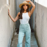 Straight Wide Leg Denim Pants