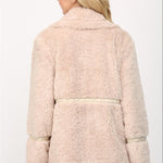 Snap Button Shearling Faux Coat - ecru, womens jacket collection
