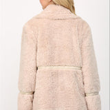 Snap Button Shearling Faux Coat - ecru, womens jacket collection