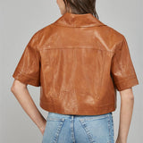 Notch Lapel Collar Faux Leather Jacket