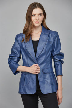 Scrunched Faux Leather Blazer