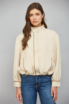 Detail Tweed Zip Up Jacket