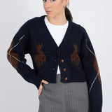 Cardigan with Deer Print