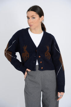 Cardigan with Deer Print