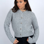 Crew Neck Cardigan - grey, womens cardigan collection