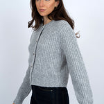 Crew Neck Cardigan - grey, womens cardigan collection