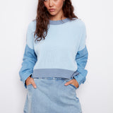 Sweater With Denim Sleeves