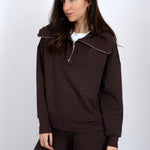 Soft Knit Half Zip Pullover - brown, womens sweatshirt/matching set collection