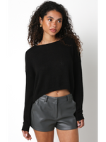 Thin Cropped Box Knit Sweater