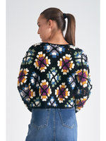 Crop Crochet Multi Sweater