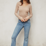 Knit Rib V Neck Sweater