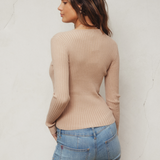 Knit Rib V Neck Sweater