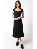 Button Flutter Sleeve Midi Dress