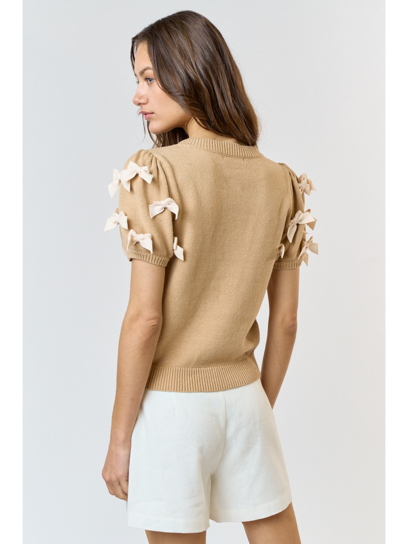 Short Sleeve With Bow Sweater Top