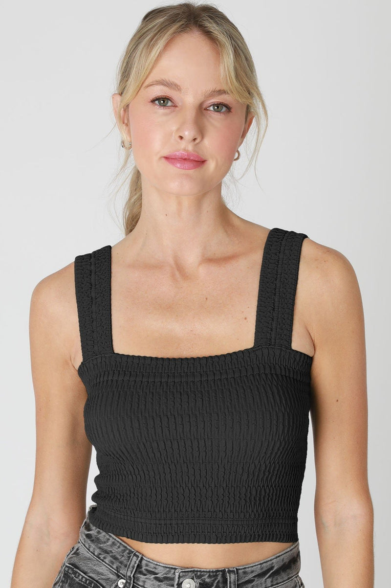 Shirred Square Neck Crop