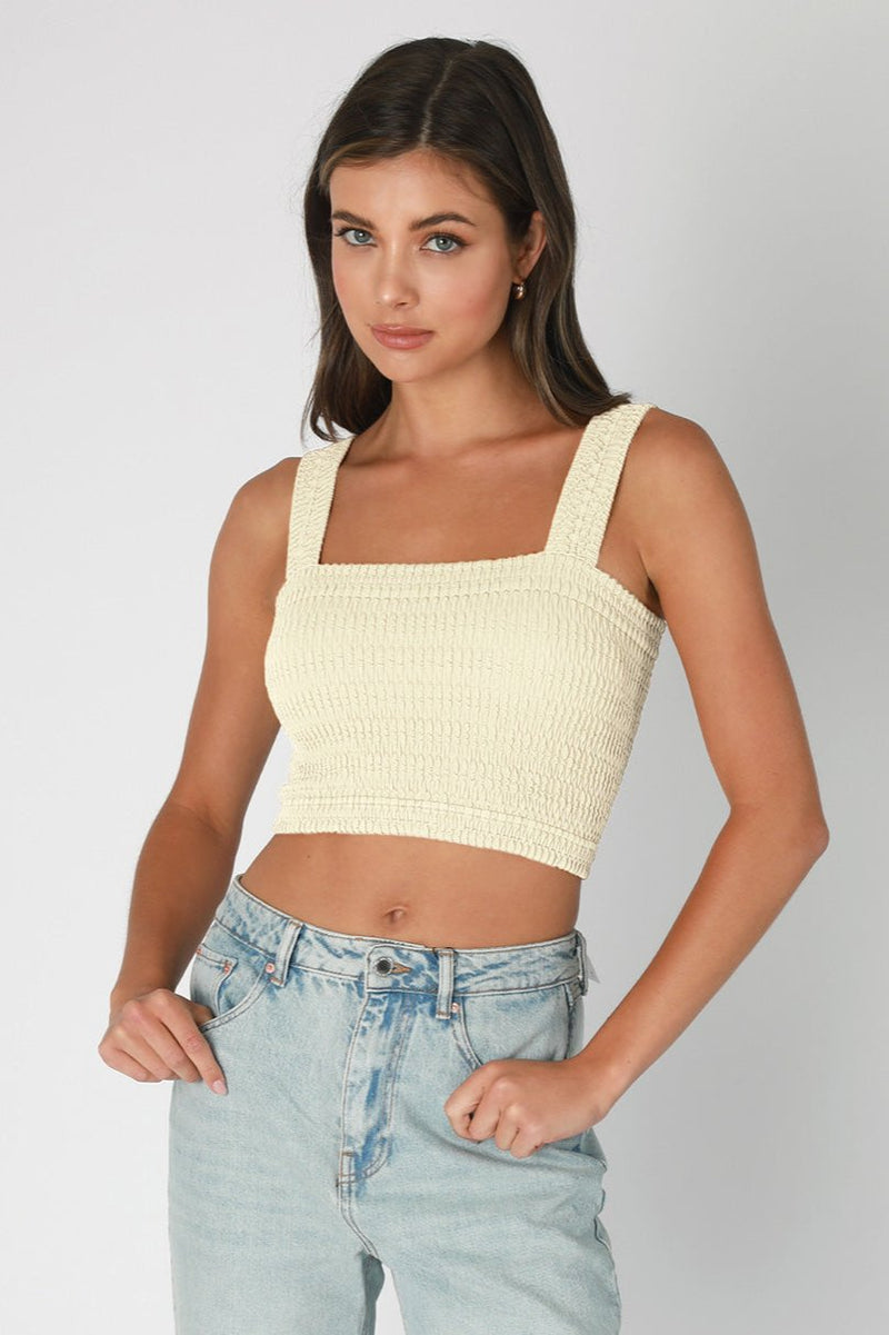 Shirred Square Neck Crop