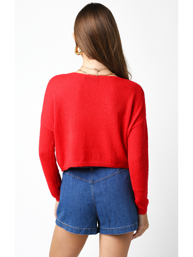 Thin Cropped Box Knit Sweater