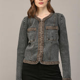 Braided Trim Jean Jacket