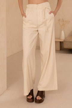Linen Waisted Wide Leg Pant