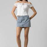 Distressed Denim Mini Skirt