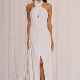 Linen Criss Cross Halter Neck Dress