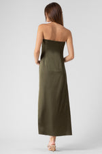 Satin Wire Trim Tube Long Dress