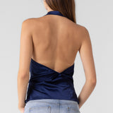 Satin Cowl Neck Halter Top