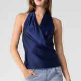 Satin Cowl Neck Halter Top
