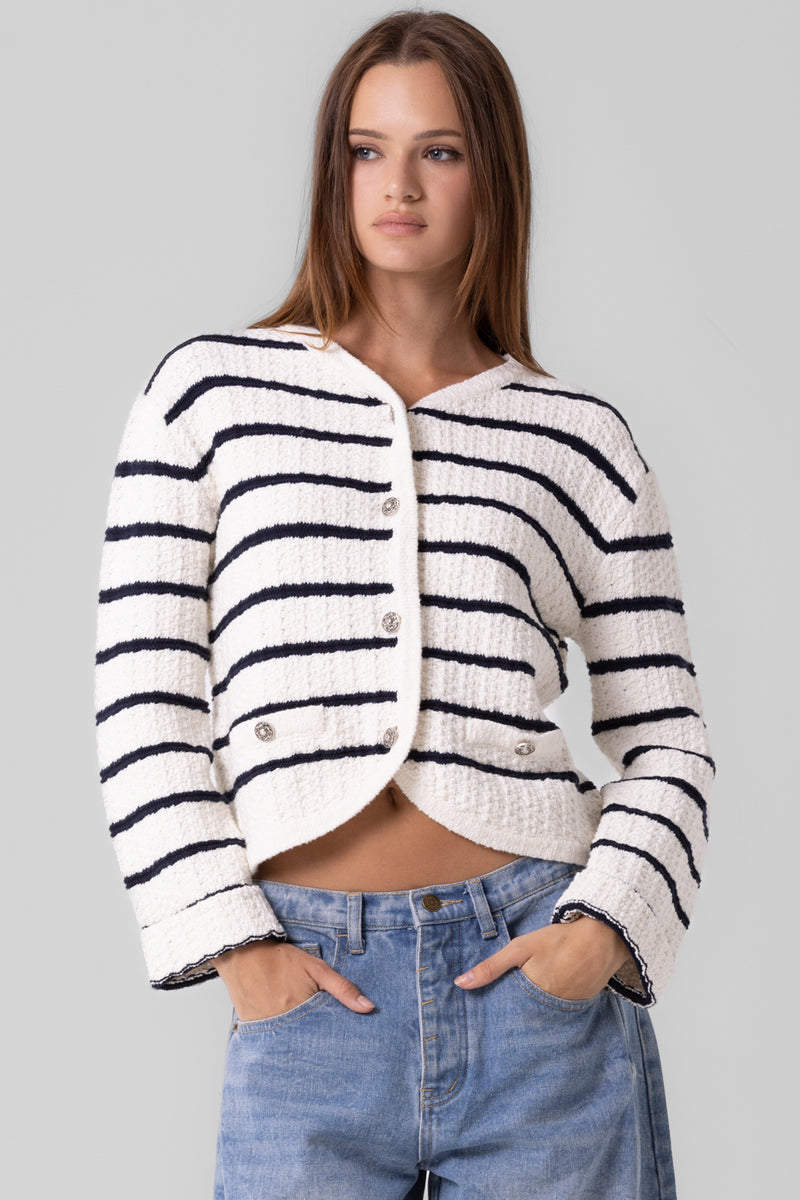 Stripe Tweed Cardigan