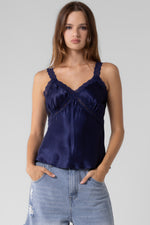 Satin Scalloped Lace Tank