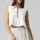 Pleated Tie Front Tank