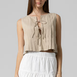 Pleated Tie Front Tank