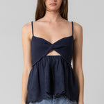 Twist Open Front Top - Navy, Women's Tops Collection