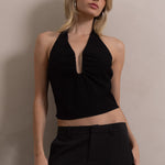 U Wire Trim Halter Top - Black, Women's Tops Collection