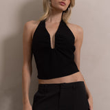 U Wire Trim Halter Top - Black, Women's Tops Collection