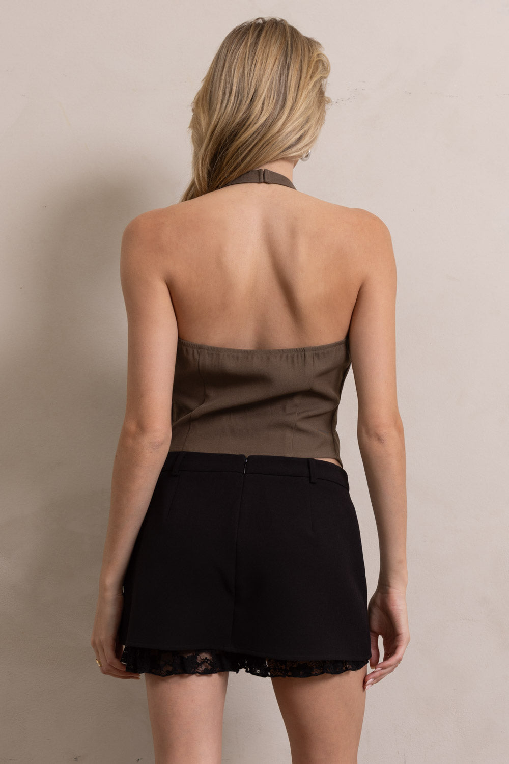 U Wire Trim Halter Top - Dark Taupe, Women's Tops Collection