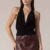 Studded Drape Halter Top