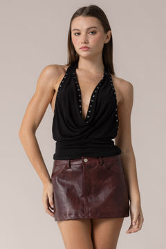 Studded Drape Halter Top