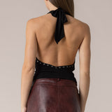 Studded Drape Halter Top