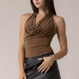 Studded Drape Halter Top