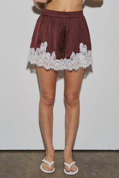 Satin Short With Lace Detail