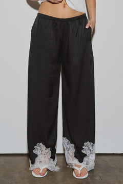 Woven Pant With Lace Detail