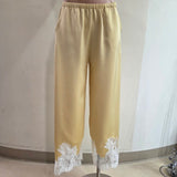 Woven Pant With Lace Detail