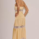 Satin Lace Trim Maxi Dress