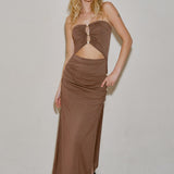 Strapless Ruched Maxi Dress