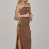 Strapless Ruched Maxi Dress